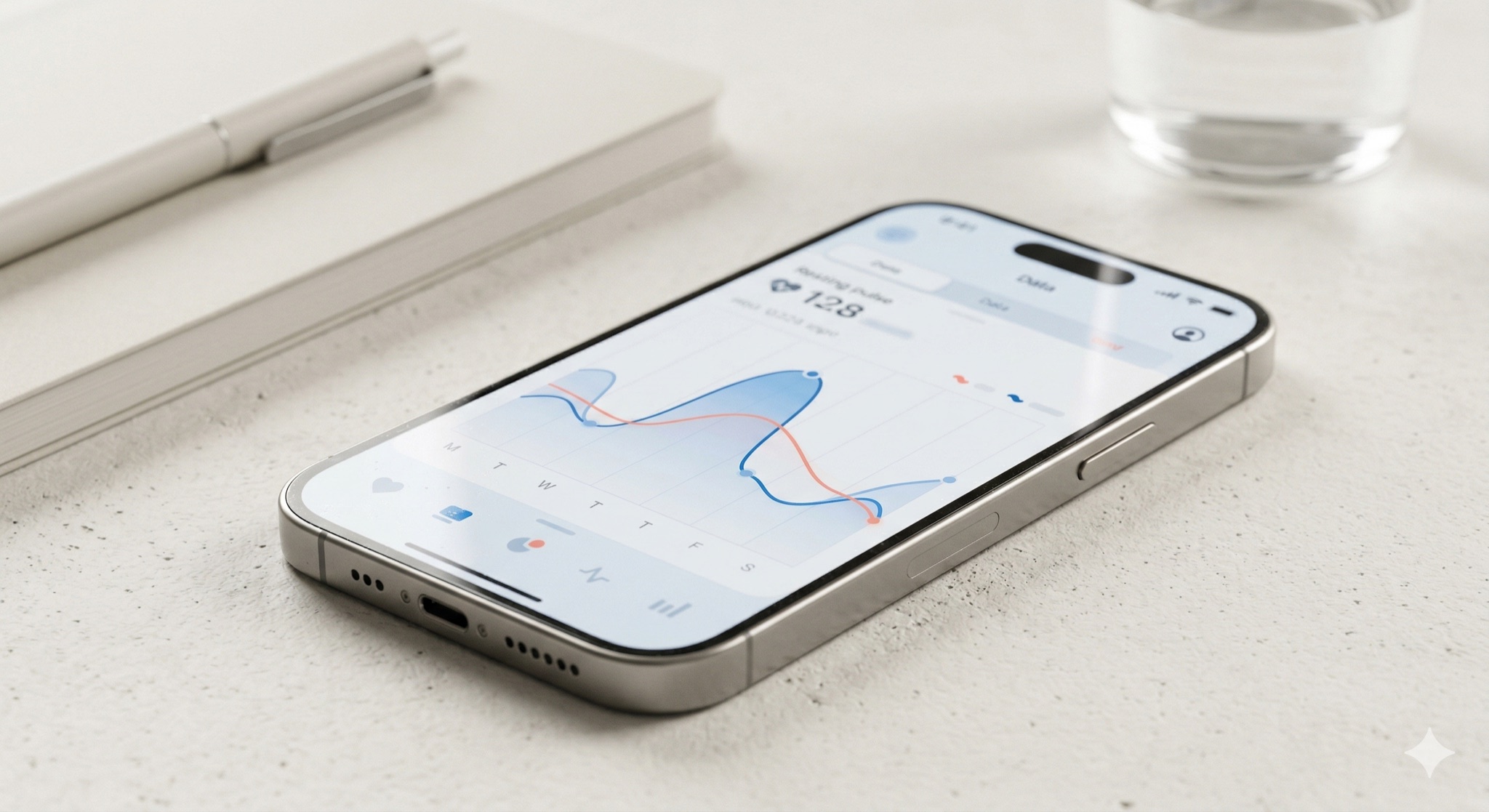 Resting pulse weekly pattern visualization in app