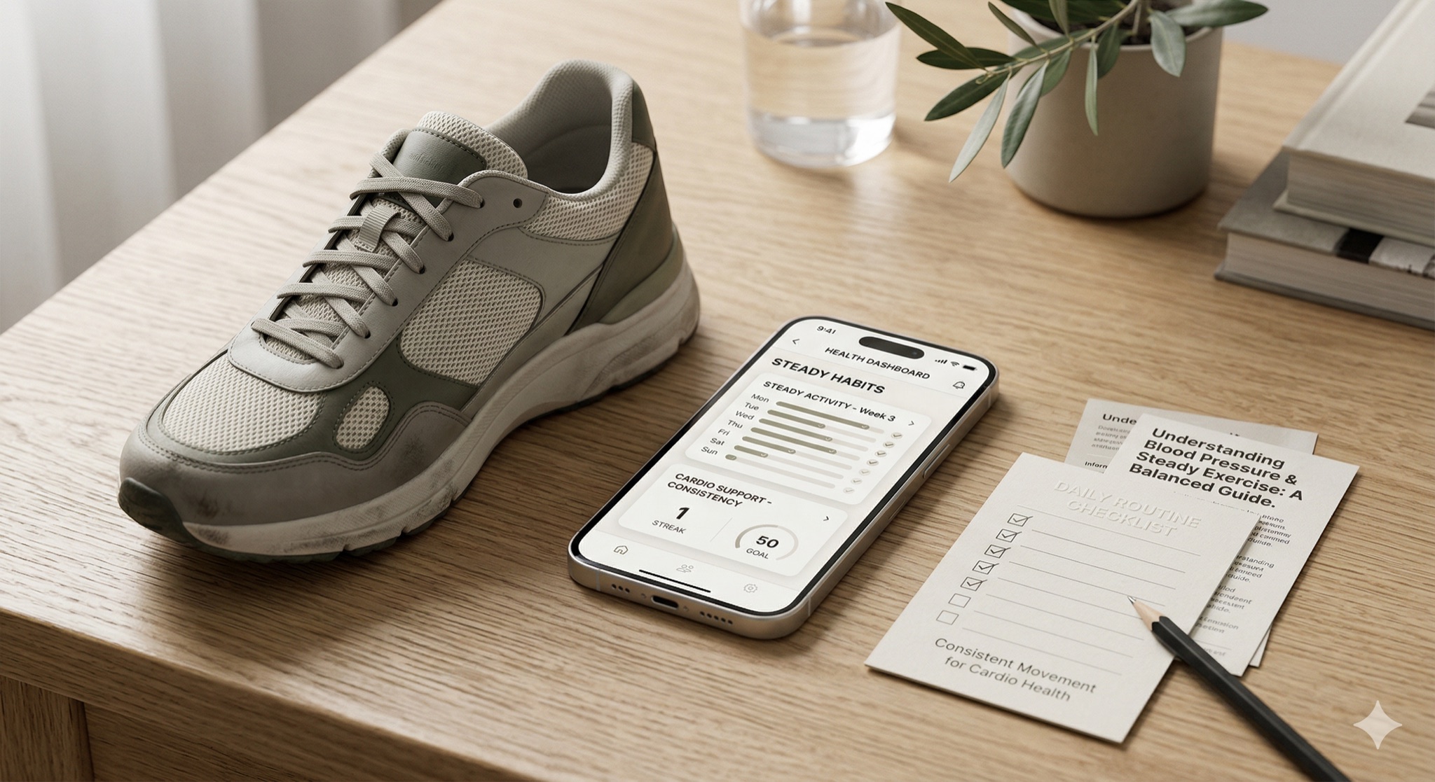 Weekly activity target board linked to blood pressure trends