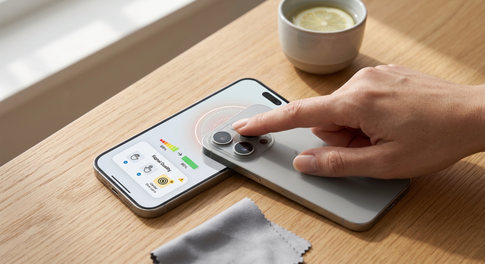 PPG signal quality troubleshooting steps on a phone screen