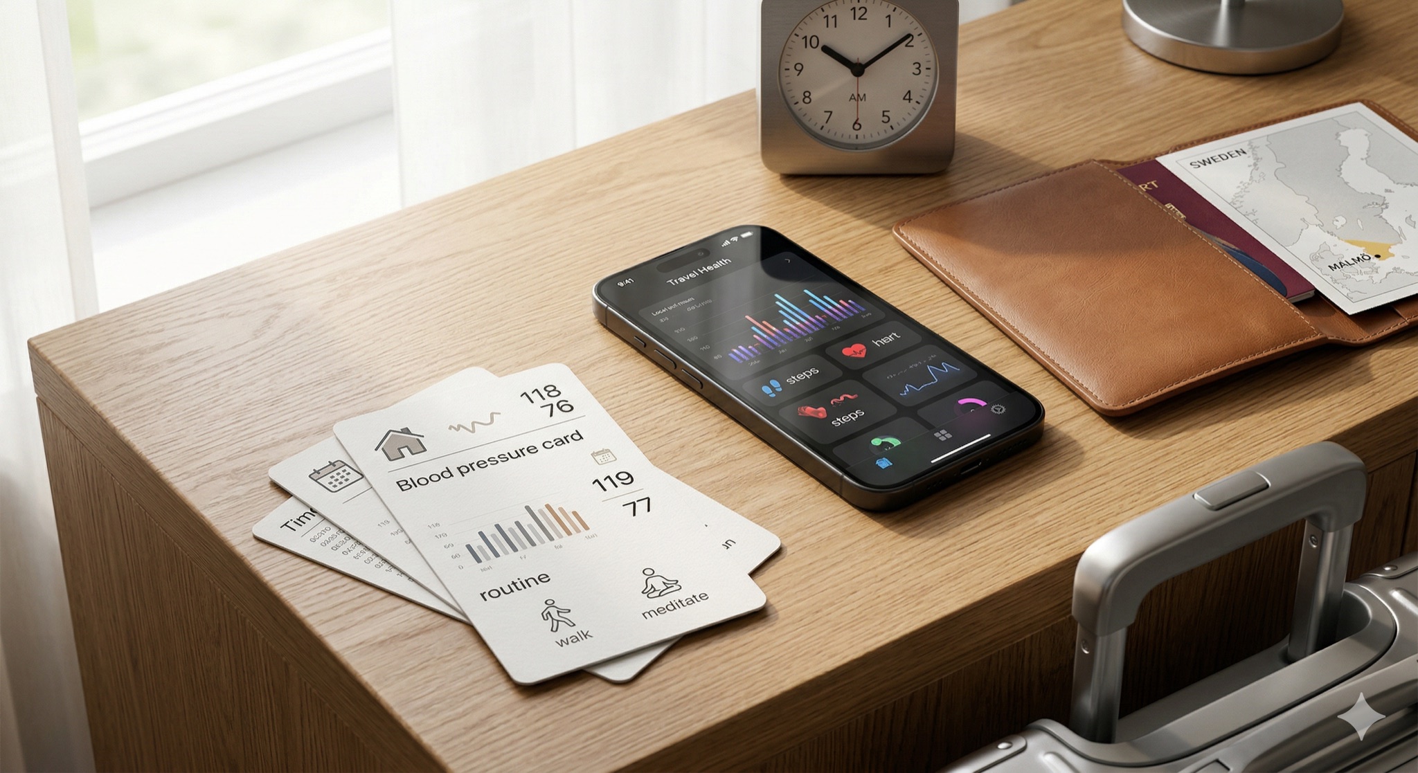 Travel mode checklist for blood pressure routine