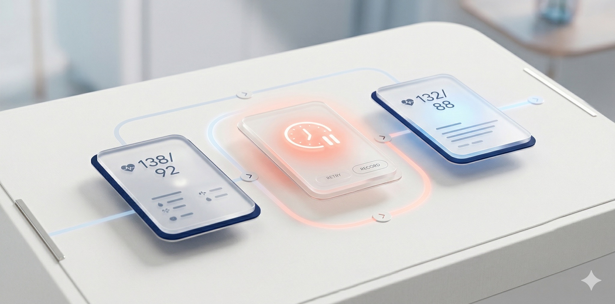 Decision flow for repeating blood pressure measurements