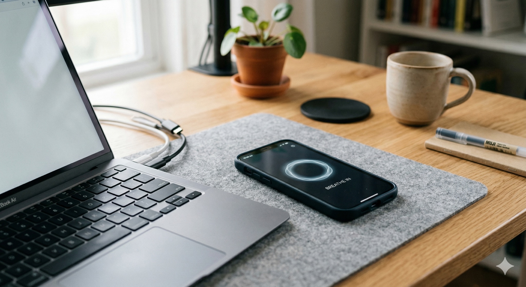 Microbreak breathing protocol timeline for stress control